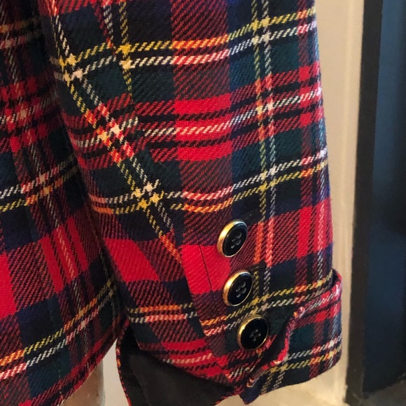 Vintage Yves Saint Laurent plaid wool jacket red fitted with shoulder pads 40 - Picture 6 of 8